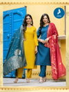 Tashu By Kaya Vertican Kurti With Bottom Dupatta Suppliers In Mumbai
